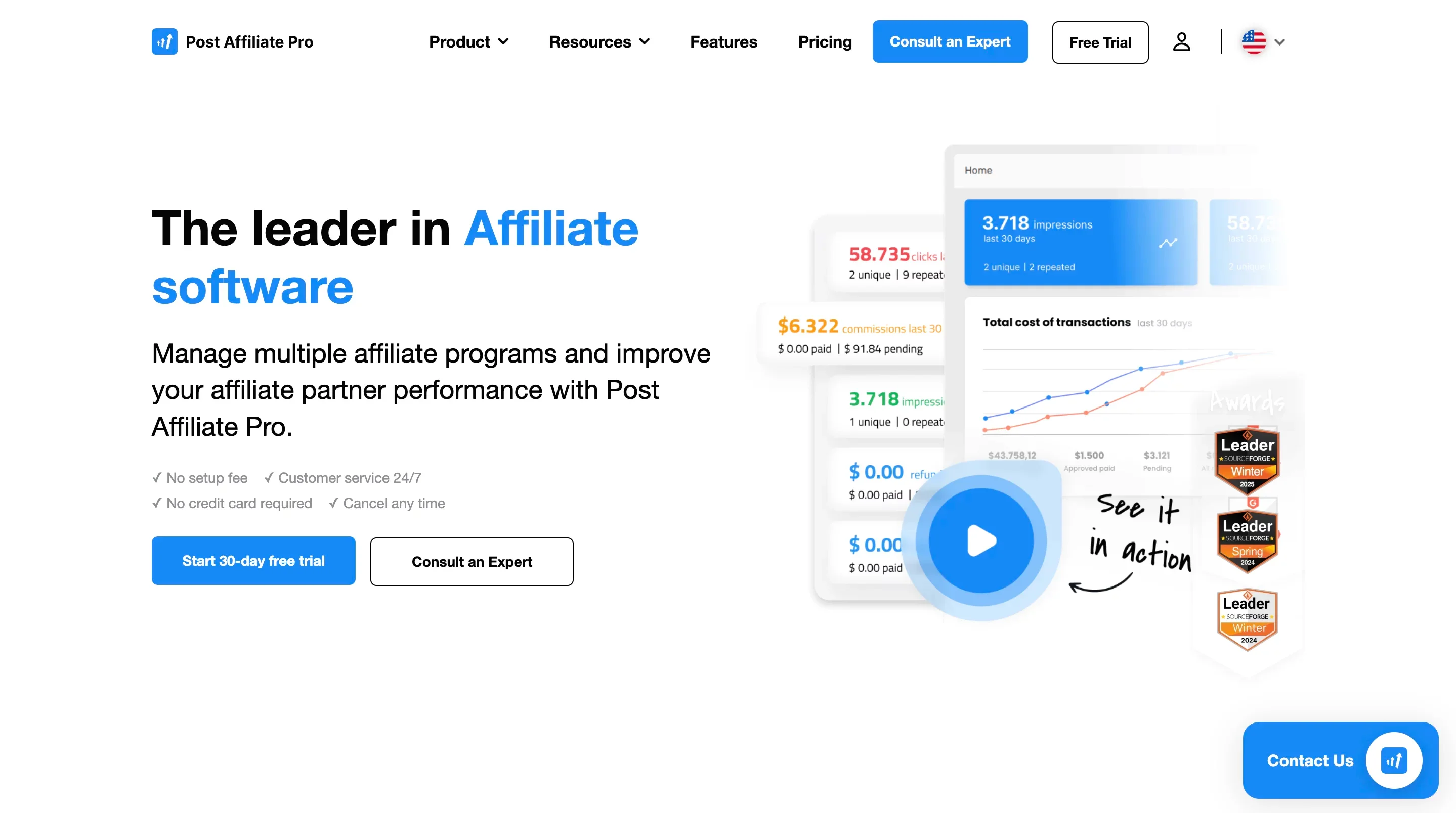 Post Affiliate Pro homepage